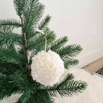Woolly Pom Pom Christmas Ornament | Ivory