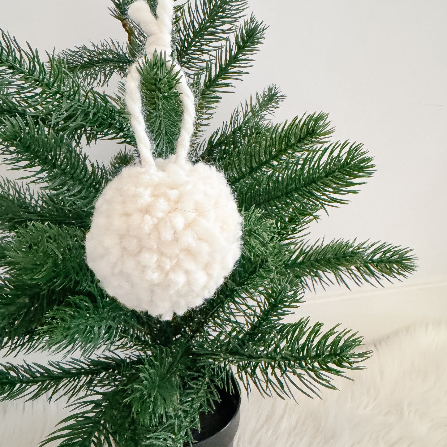 Woolly Pom Pom Christmas Ornament | Ivory