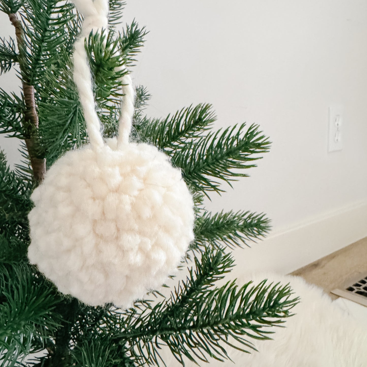 Woolly Pom Pom Christmas Ornament | Ivory