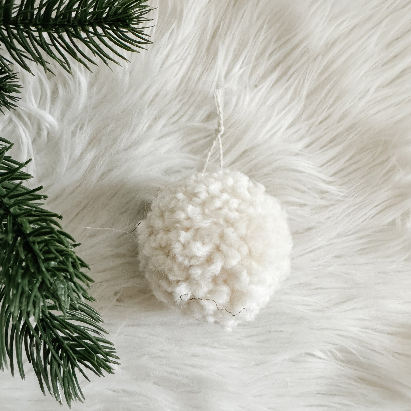 Woolly Pom Pom Christmas Ornament | Ivory