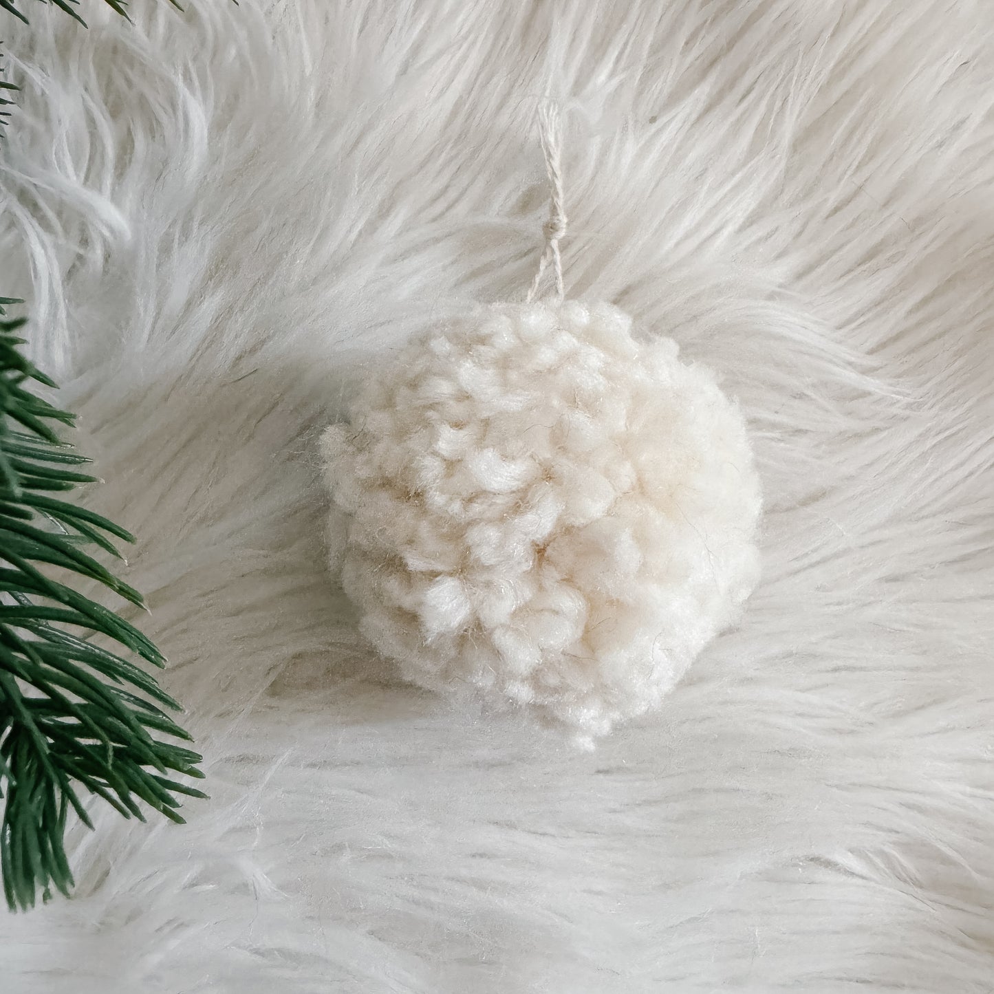 Woolly Pom Pom Christmas Ornament | Ivory