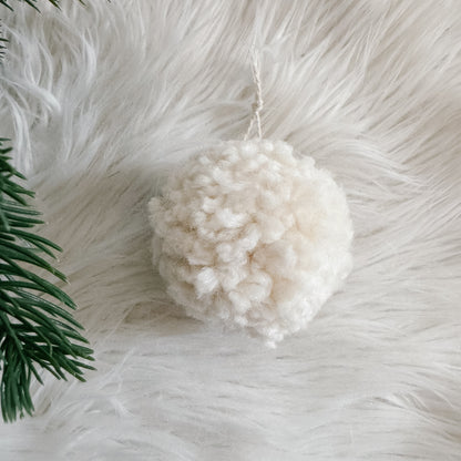 Woolly Pom Pom Christmas Ornament | Ivory