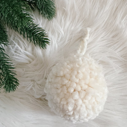Woolly Pom Pom Christmas Ornament | Ivory