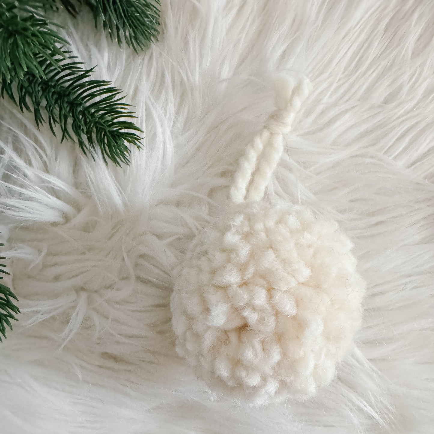 Woolly Pom Pom Christmas Ornament | Ivory