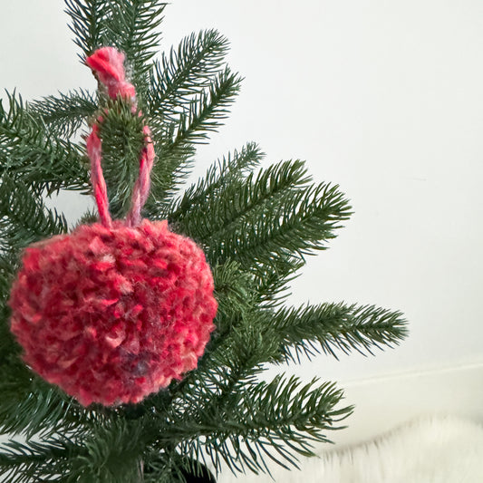 Woolly Pom Pom Christmas Ornament | Red