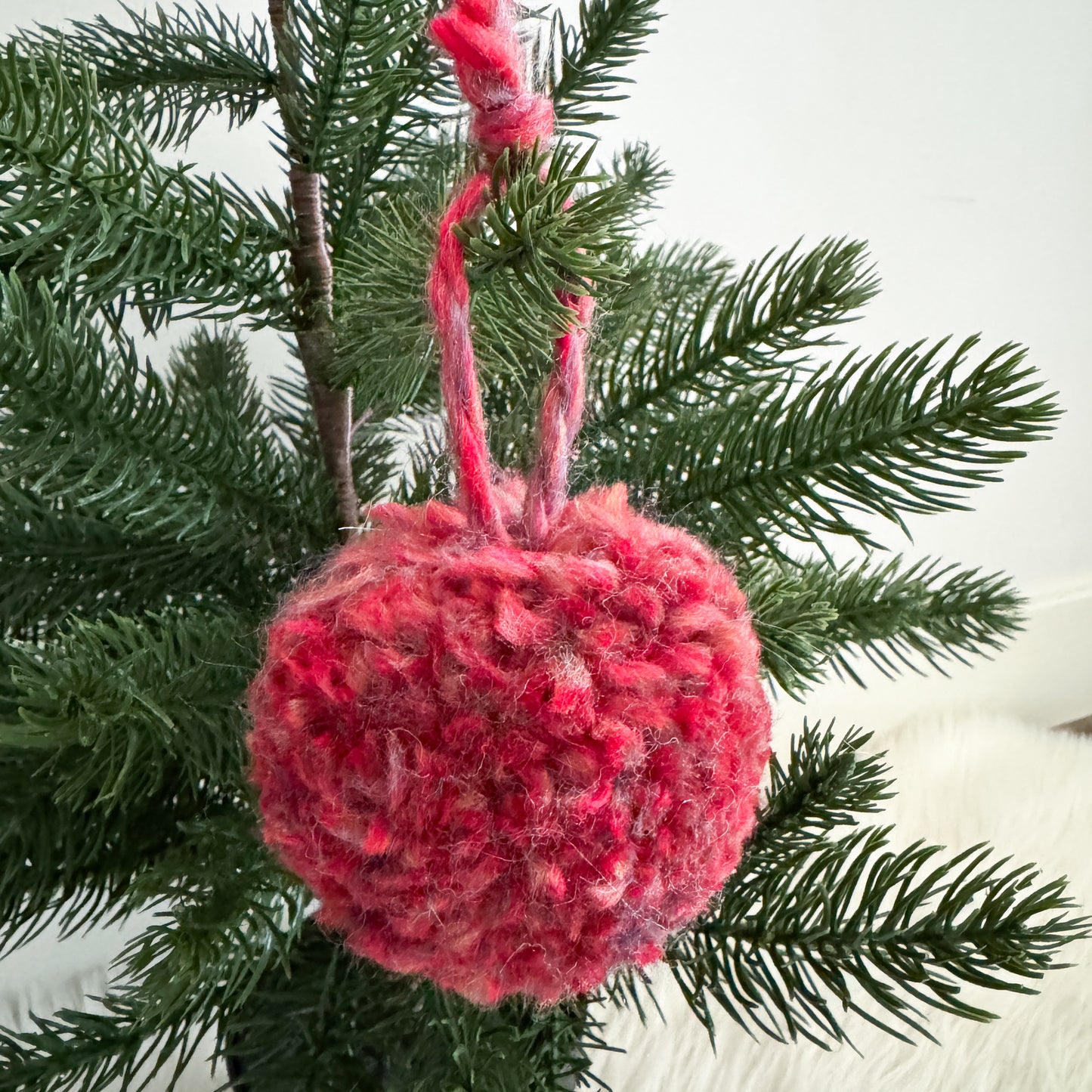 Woolly Pom Pom Christmas Ornament | Red