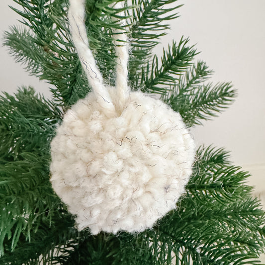 Woolly Pom Pom Christmas Ornament | Wheat