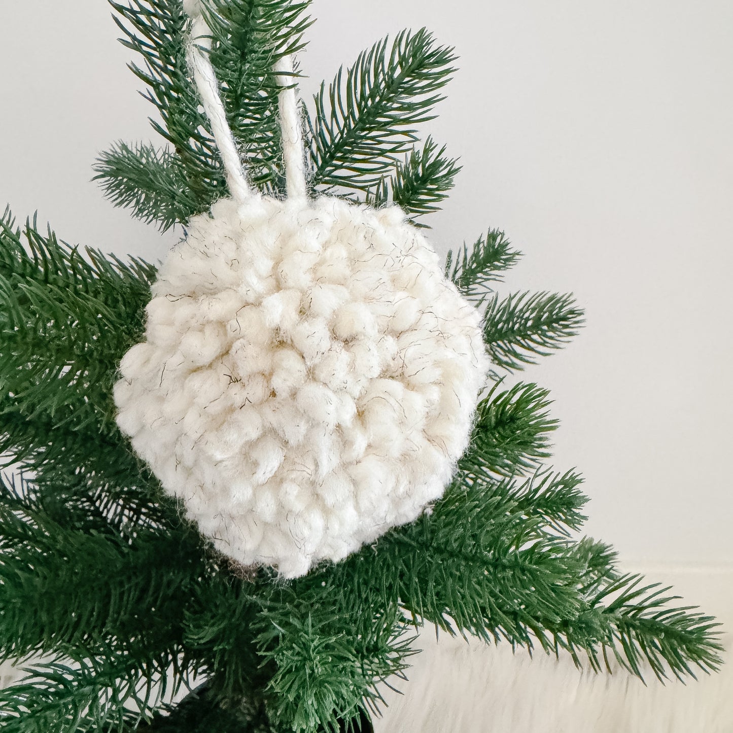 Woolly Pom Pom Christmas Ornament | Wheat
