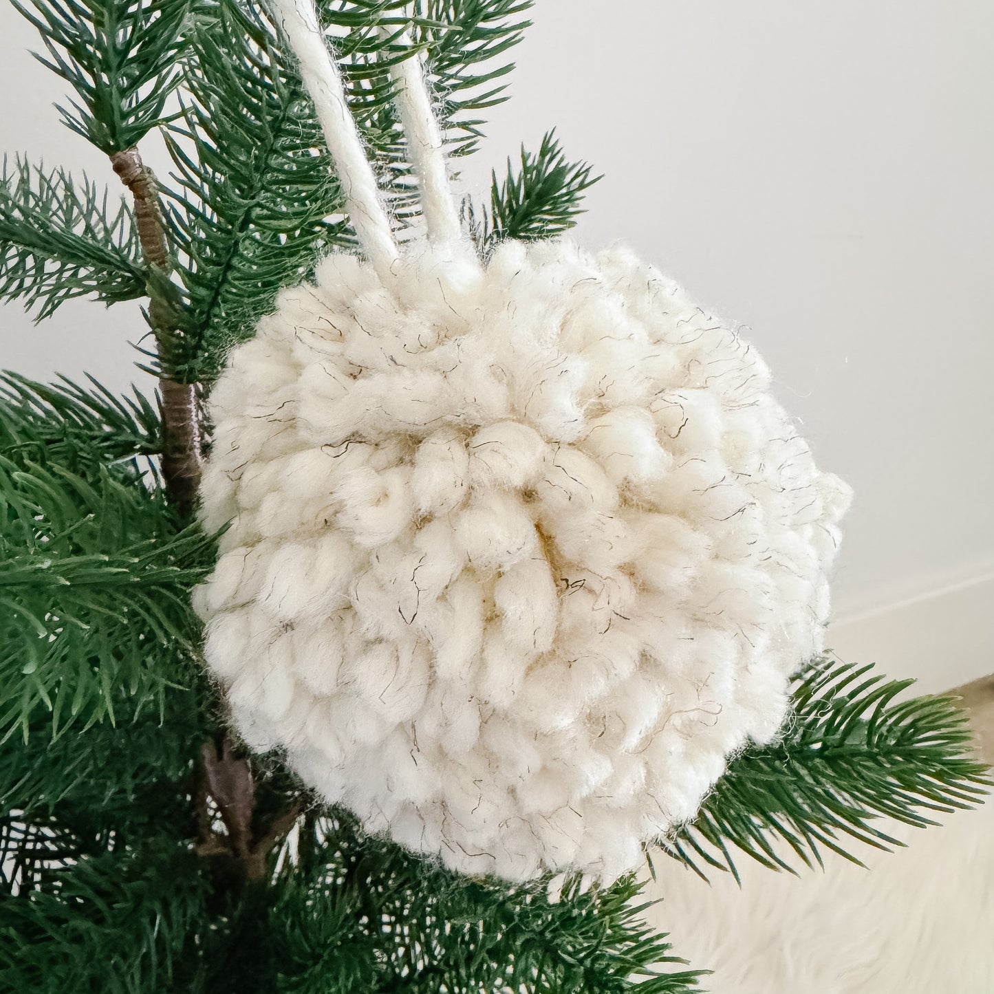 Woolly Pom Pom Christmas Ornament | Wheat