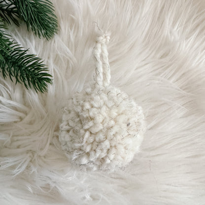 Woolly Pom Pom Christmas Ornament | Wheat
