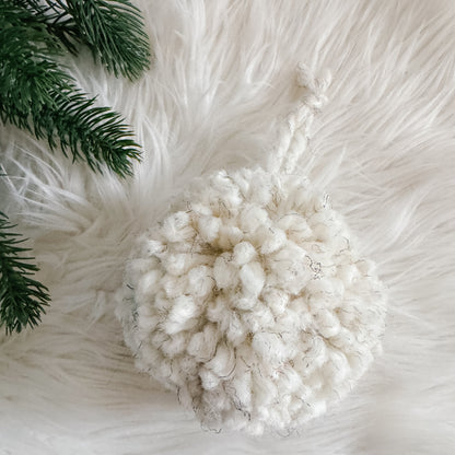 Woolly Pom Pom Christmas Ornament | Wheat