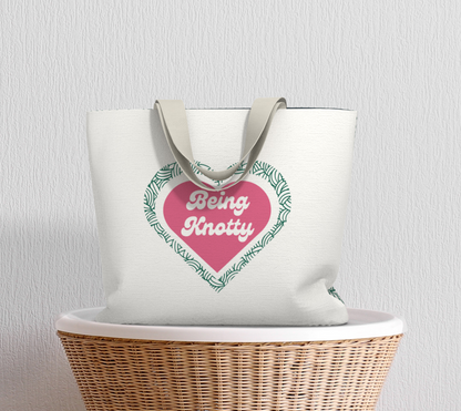 Being Knotty, Market Tote Yarn Project Bag, Crochet Hook or Knitting Needles, Notions Bag, Crocheting Knitting Case, Fibre Organizer, Crafters, Crocheter and Knitter Humour Gift