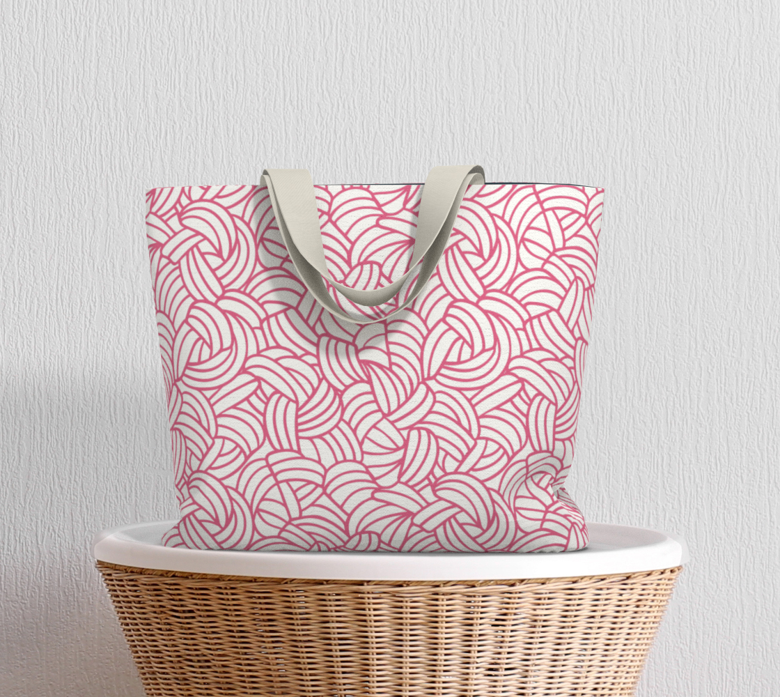 Knots All Over Pink, Market Tote Yarn Project Bag, Crochet Hook or Knitting Needles, Notions Bag, Crocheting Knitting Case, Fibre Organizer, Crafters, Crocheter and Knitter Humour Gift