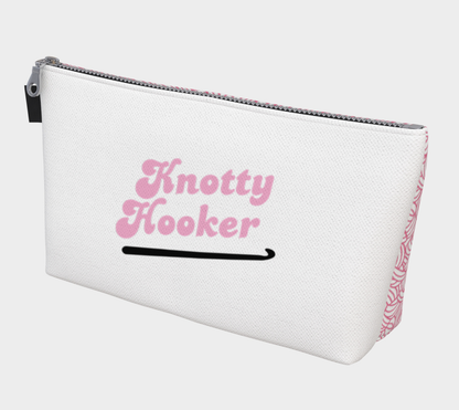 Knotty Hooker Pink, Notions Bag, Crochet Hook, Knitting Needles Organizer, Accessories Case, Crocheting Knitting, Fibre Enthusiasts, Crafters, Crocheter and Knitter Humour Gift