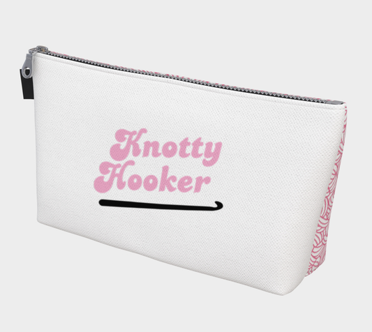 Knotty Hooker Pink, Notions Bag, Crochet Hook, Knitting Needles Organizer, Accessories Case, Crocheting Knitting, Fibre Enthusiasts, Crafters, Crocheter and Knitter Humour Gift