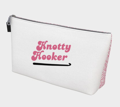 Knotty Hooker Dark Pink, Notions Bag, Crochet Hook, Knitting Needles Organizer, Accessories Case, Crocheting Knitting, Fibre Enthusiasts, Crafters, Crocheter and Knitter Humour Gift