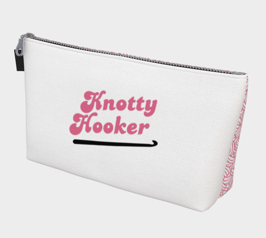 Knotty Hooker Dark Pink, Notions Bag, Crochet Hook, Knitting Needles Organizer, Accessories Case, Crocheting Knitting, Fibre Enthusiasts, Crafters, Crocheter and Knitter Humour Gift