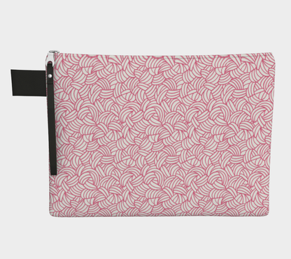 Pink Knot all over Project Pouch Bag,Carry All Project Pouch, Canvas and Denim Zipper Pull Bag, Crocheter, Knitter, Yarn Collector Case, Organizer