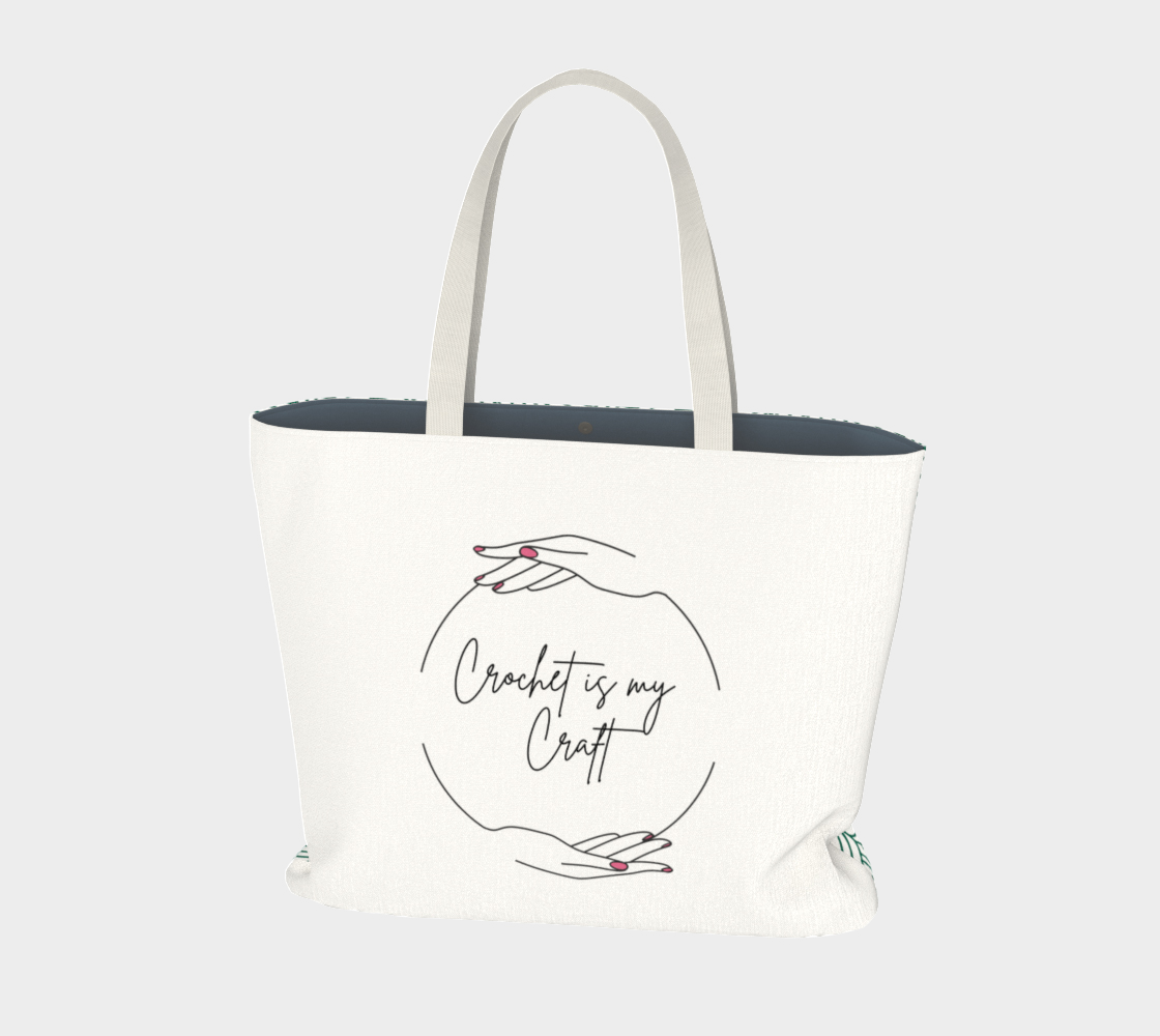 Crochet is my Craft, Market Tote,Yarn Project Bag, Crochet Hook or Knitting Needles, Notions Bag, Crocheting Knitting Case, Fibre Organizer, Crafters, Crocheter and Knitter Humour Gift