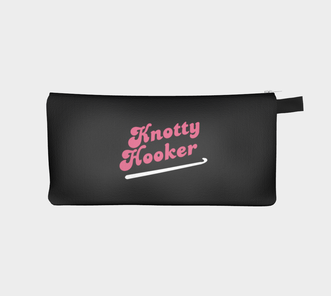 Knotty Hooker Dark Pink, Black or White Small Case, Crochet Hook and Knitting Needles Case, Notions Bag, Accessories Case, Crocheting Knitting, Fibre Enthusiasts, Crafters, Crocheter and Knitter Humour