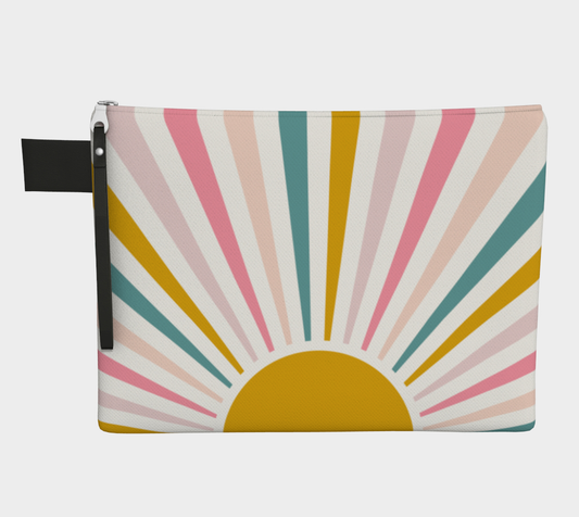 Lil' Ray O' Sunshine, Project Pouch Bag, Carry All Project Pouch, Canvas and Denim Zipper Pull Bag, Crocheter, Knitter, Yarn Collector Case, Organizer