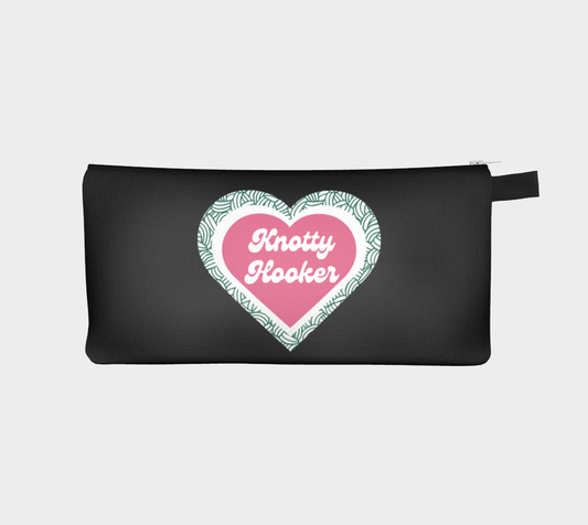 Knotty Hooker Green Case, Crochet Hook and Knitting Needles Case, Notions Bag, Accessories Case, Crocheting Knitting, Fibre Enthusiasts, Crafters, Crocheter and Knitter Humour