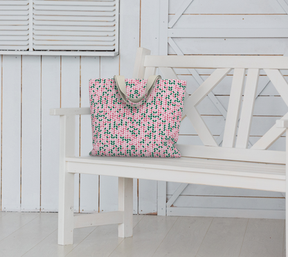 Knit All Over, Market Tote Yarn Project Bag, Crochet Hook or Knitting Needles, Notions Bag, Crocheting Knitting Case, Fibre Organizer, Crafters, Crocheter and Knitter Humour Gift