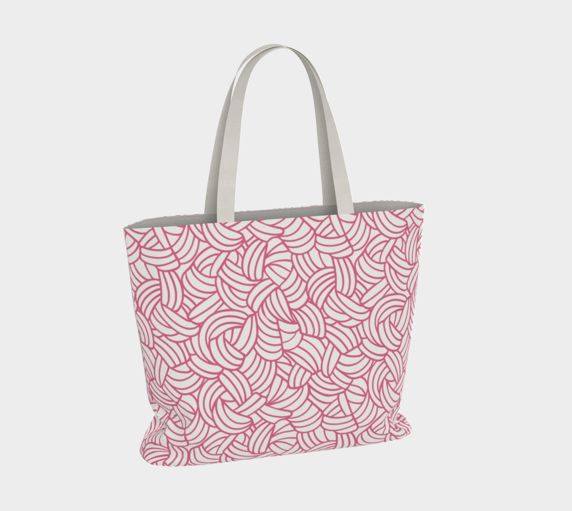 Knots All Over Pink, Market Tote Yarn Project Bag, Crochet Hook or Knitting Needles, Notions Bag, Crocheting Knitting Case, Fibre Organizer, Crafters, Crocheter and Knitter Humour Gift