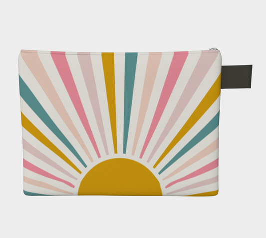 Lil' Ray O' Sunshine, Project Pouch Bag, Carry All Project Pouch, Canvas and Denim Zipper Pull Bag, Crocheter, Knitter, Yarn Collector Case, Organizer
