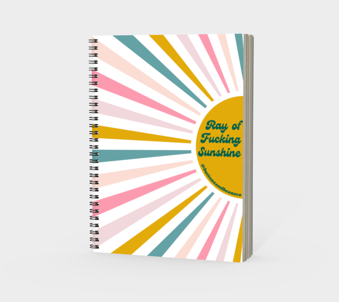 Ray of Sunshine Spiral Bound Notebook, Blank, Ruled or Bullet Paper, for Crafters, Fibre enthusiasts, Crocheters and Knitters