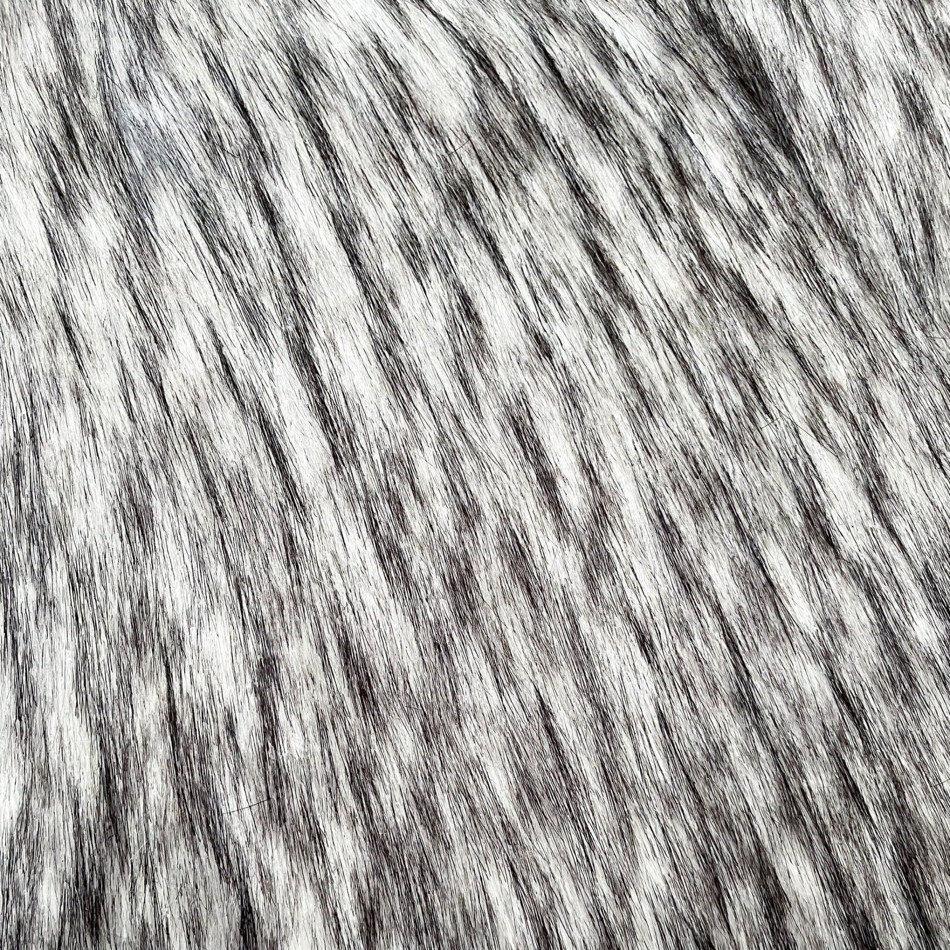 Grey Wolf Faux Fur Fabric by the Yard or Meter | Grey and Black Pompom Fur, Costume, Upholstery, stuffy - Buttons & Beans Co.- Buttons & Beans Co.
