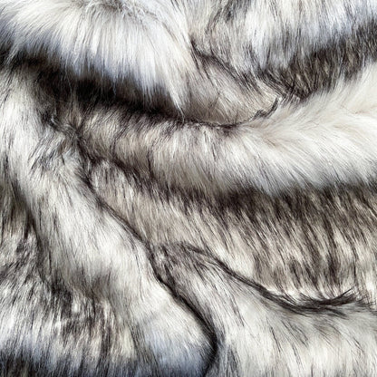 Grey Wolf Faux Fur Fabric by the Yard or Meter | Grey and Black Pompom Fur, Costume, Upholstery, stuffy - Buttons & Beans Co.- Buttons & Beans Co.