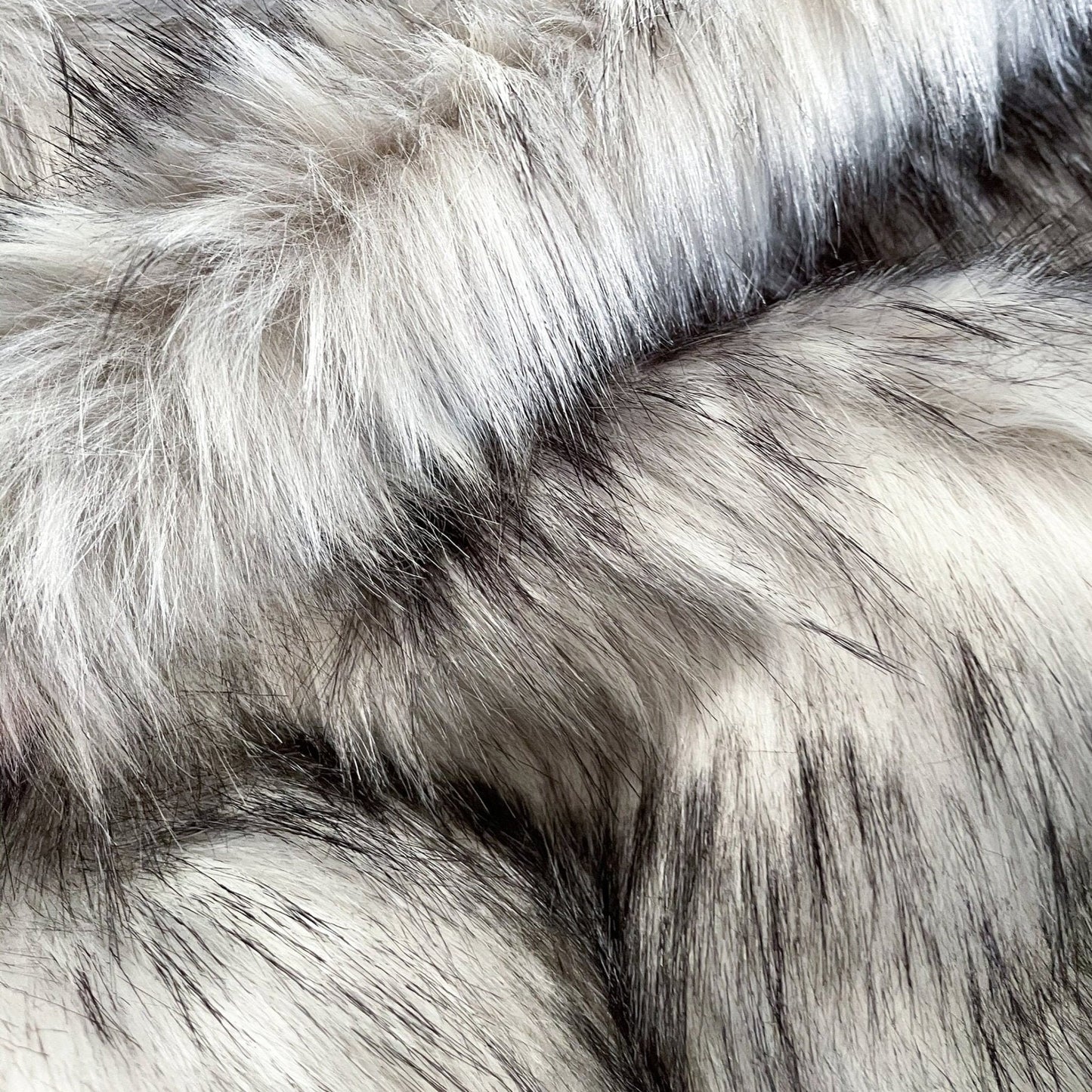 Grey Wolf Faux Fur Fabric by the Yard or Meter | Grey and Black Pompom Fur, Costume, Upholstery, stuffy - Buttons & Beans Co.- Buttons & Beans Co.