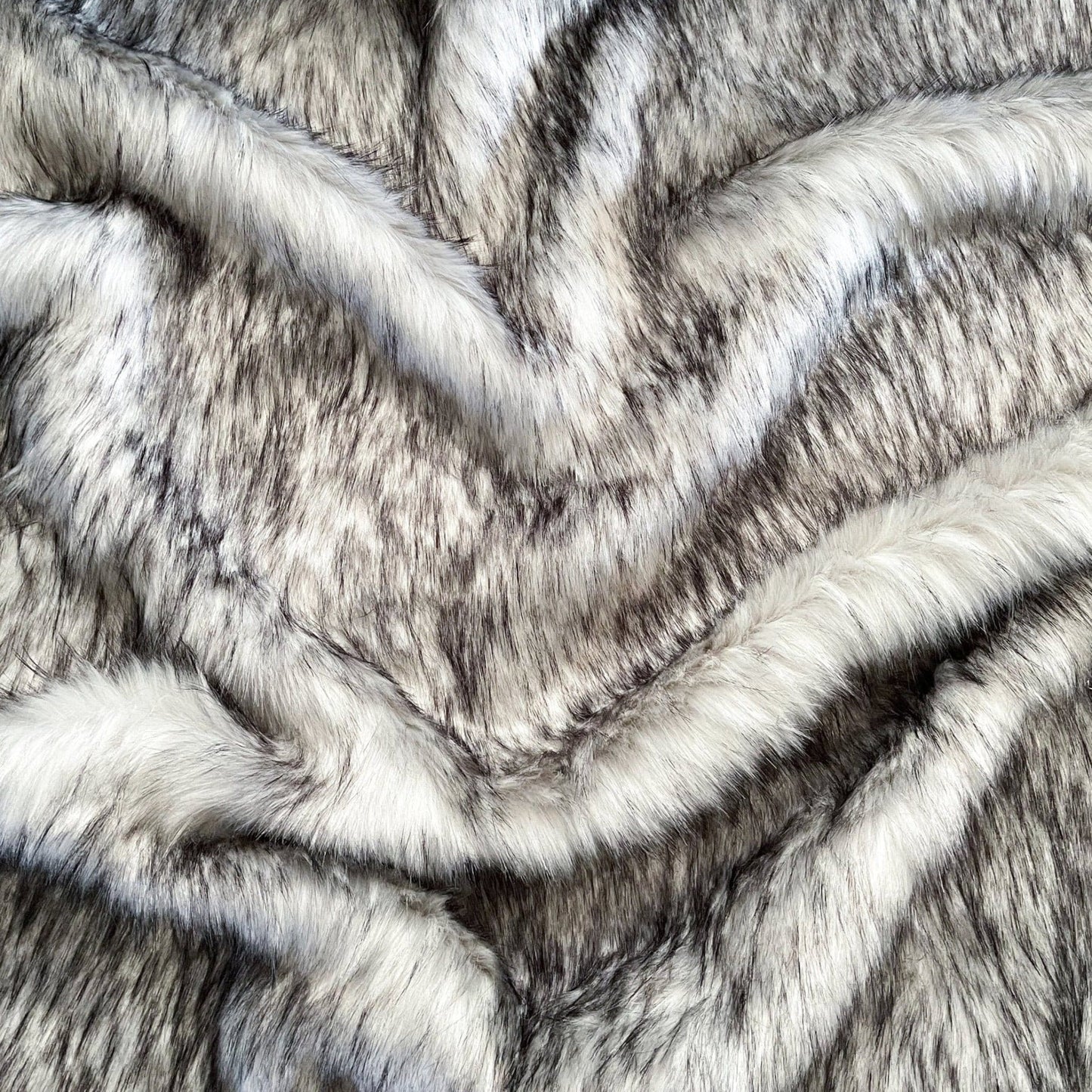 Grey Wolf Faux Fur Fabric by the Yard or Meter | Grey and Black Pompom Fur, Costume, Upholstery, stuffy - Buttons & Beans Co.- Buttons & Beans Co.