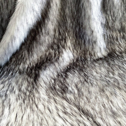 Grey Wolf Faux Fur Fabric by the Yard or Meter | Grey and Black Pompom Fur, Costume, Upholstery, stuffy - Buttons & Beans Co.- Buttons & Beans Co.