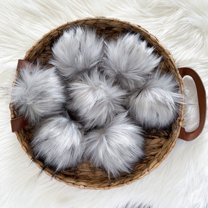 Grey Wolf Faux Fur Fabric by the Yard or Meter | Grey and Black Pompom Fur, Costume, Upholstery, stuffy - Buttons & Beans Co.- Buttons & Beans Co.