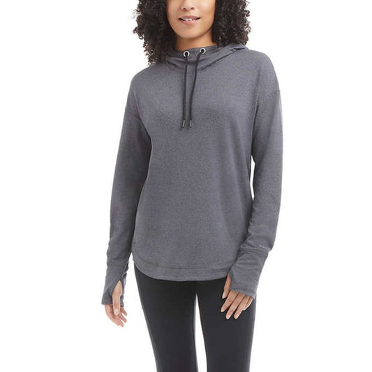 Danskin Women’s Popover Hoodie Sweatshirt | Heathered Black Sweater Active