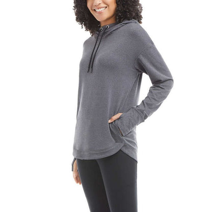 Danskin Women’s Popover Hoodie Sweatshirt | Heathered Black Sweater Active