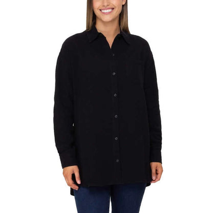 Rachel Rachel Roy Women’s Gauze Blouse | Blue Button-up Long Sleeve Shirt