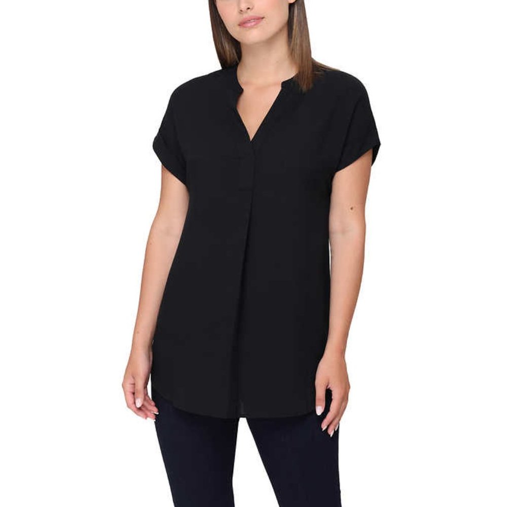 Rachel Rachel Roy V-Neck Top | Black Tunic style Flowy Shirt