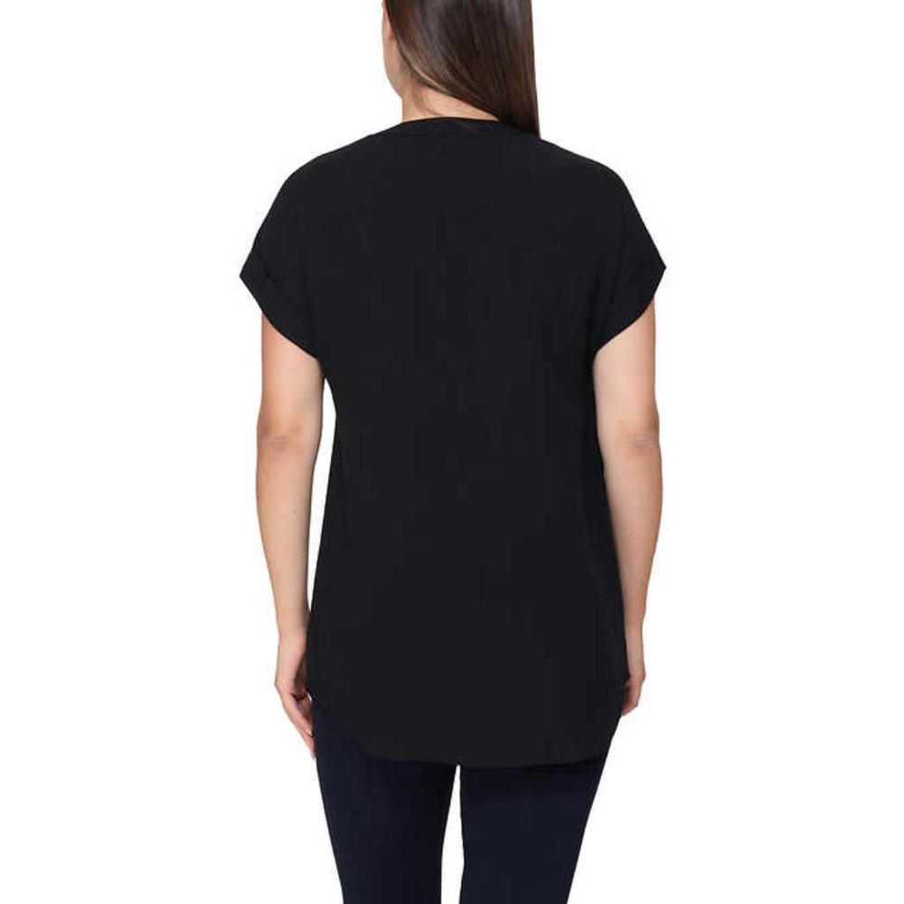 Rachel Rachel Roy V-Neck Top | Black Tunic style Flowy Shirt