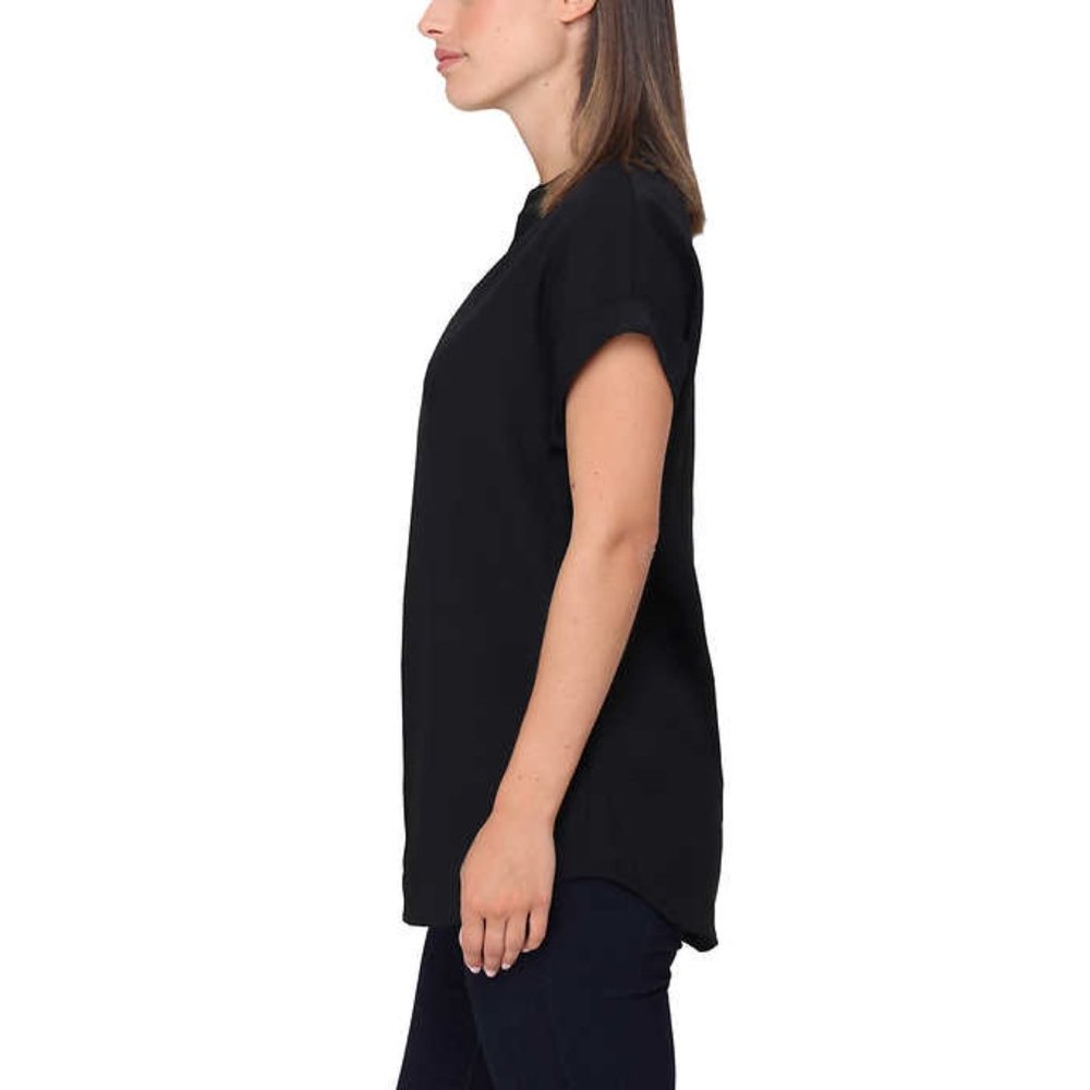 Rachel Rachel Roy V-Neck Top | Black Tunic style Flowy Shirt