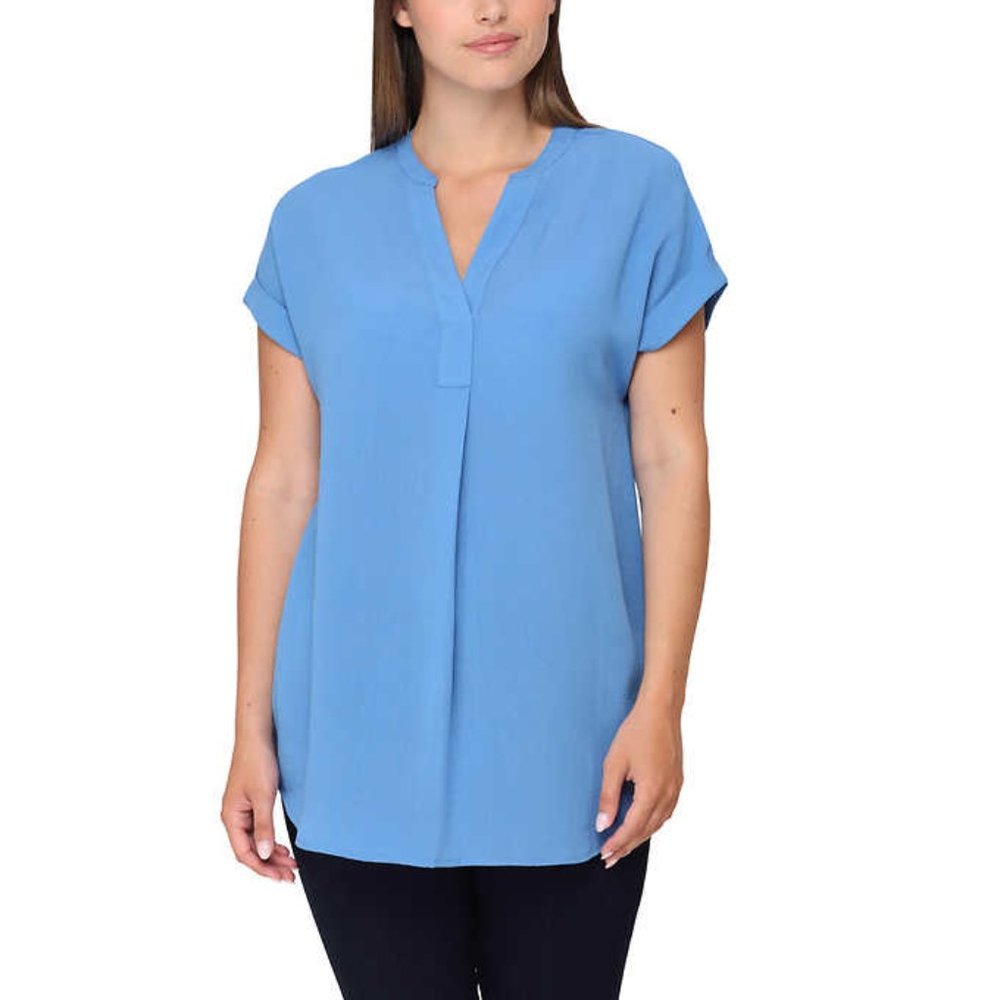 Rachel Rachel Roy V-Neck Top | Blue Tunic style Flowy Shirt, Size Large