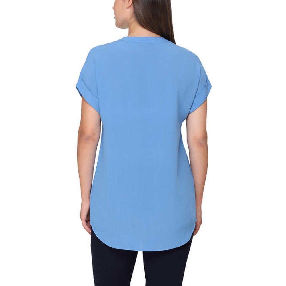 Rachel Rachel Roy V-Neck Top | Blue Tunic style Flowy Shirt, Size Large