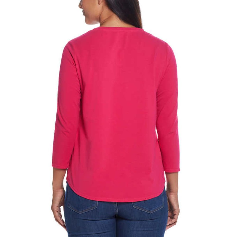 Weatherproof Vintage Women's 3/4 Sleeve V Neck T-shirt | Pink Top