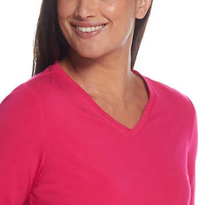 Weatherproof Vintage Women's 3/4 Sleeve V Neck T-shirt | Pink Top