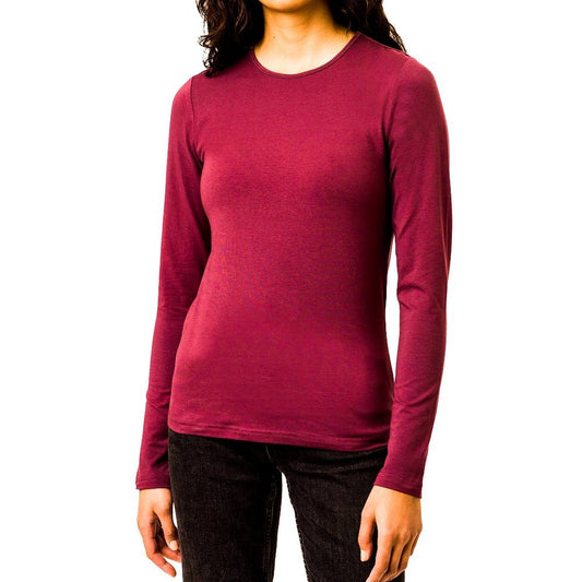 Ellen Tracy Women’s T-shirt, Long Sleeve, Classic Tee, Red Scoop Neck Top