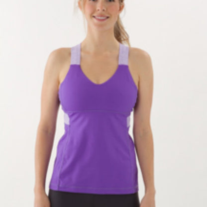 Lululemon Push Your Limits Workout Tank Shelf Bra Heathered Power Purple Size 10