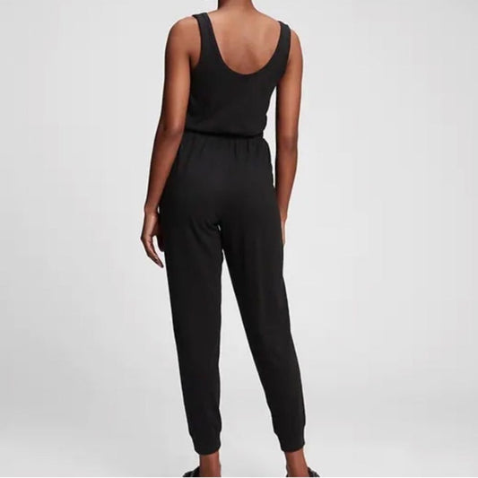 Gap Like new! Black Elasticized Waist Sleeveless Jumpsuit | Black Pocket Romper