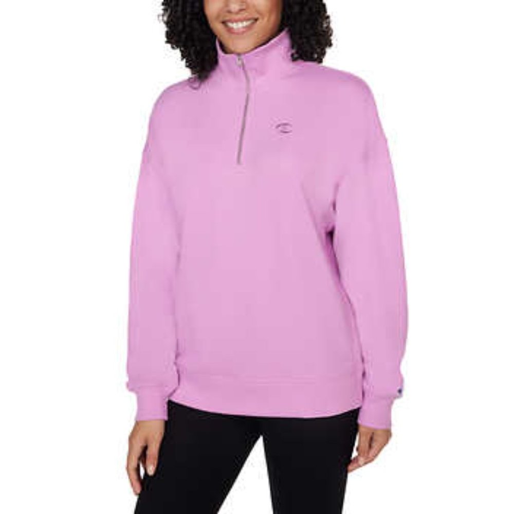 Champion Women's Half Zip French Terry Pullover | Lilac Sweatshirt, Sweater